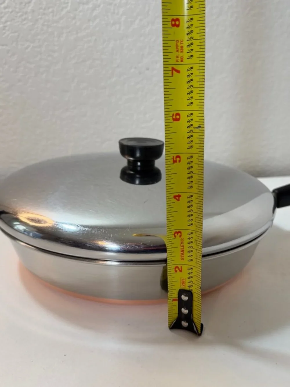 Vintage Revere Ware 10in -90d Skillet Frying Pan 1801 Copper Clad ILL USA w/ Lid